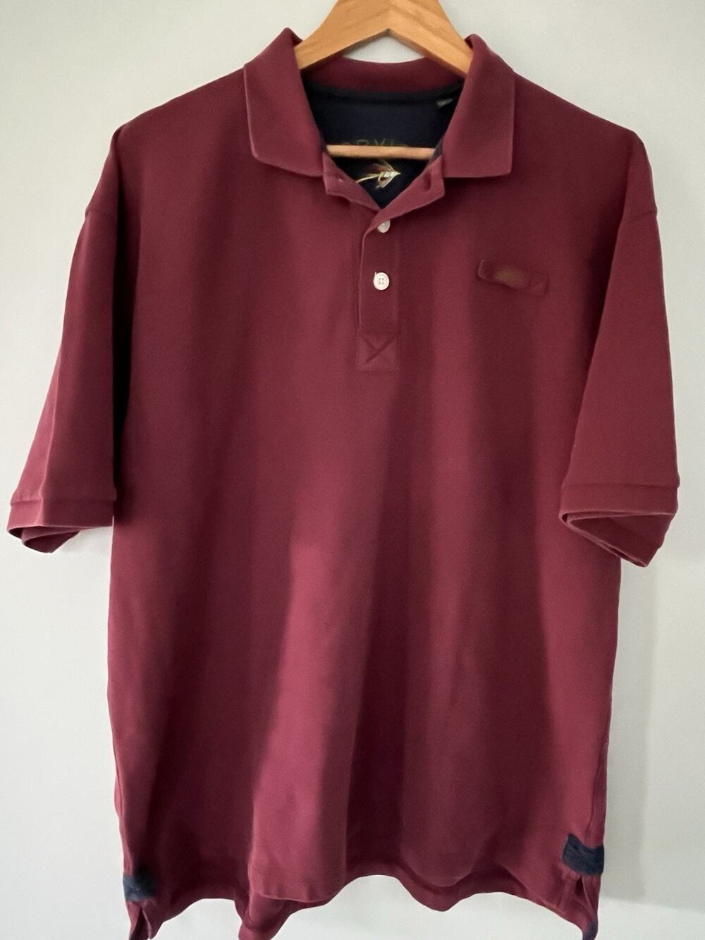 Vintage Orvis Burgundy Red Pique Peruvian Cotton Polo Shirt Mens XL